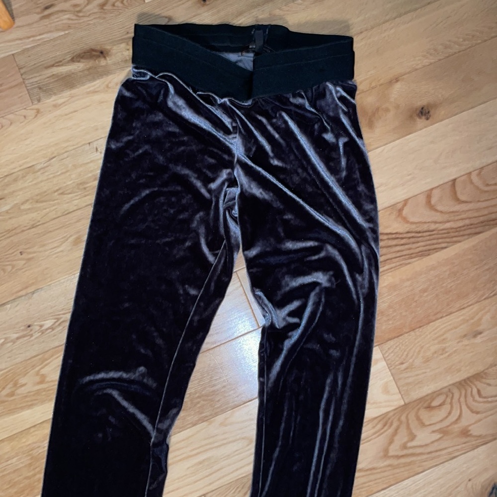 BCBGMAXAZRIA - dark grey velvet leggings M